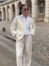 LIZAKOSHT  -  Round Neck Sweater Cardigan Minimalism Cute Soft Waxy Knitted Short Coat Jacket Women Casual Loose Slimming Single Breasted Top